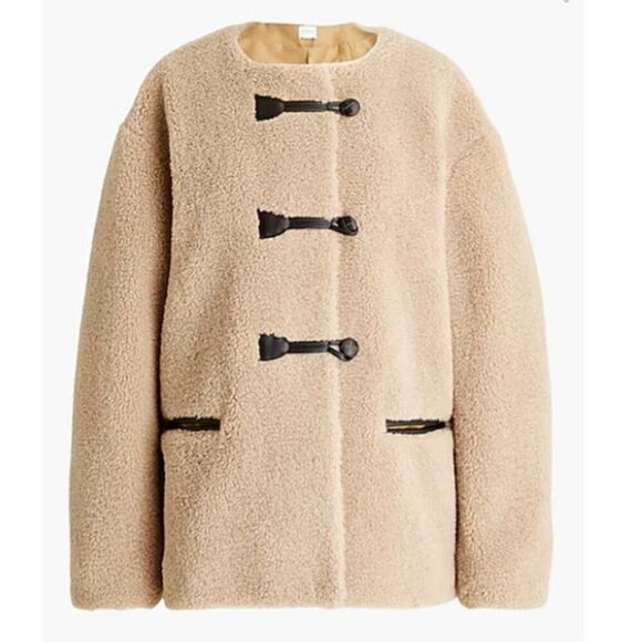 J Crew Women's Teddy Fleece Toggle Winter Coat Faux Sherpa Jacket Size 2X $268 - Picture 1 of 8